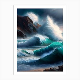 Crashing Waves Landscapes Waterscape Crayon 1 Art Print