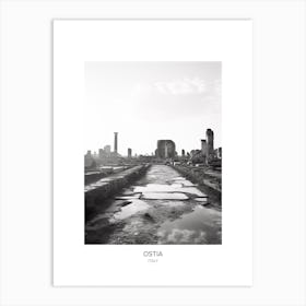 Poster Of Ostia, Italy, Black And White Photo 1 Art Print