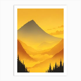 Misty Mountains Vertical Composition In Yellow Tone 9 Art Print