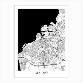 Malmo White Black Art Print