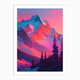 Canadian Rockies Sunset Dreamy Landscape 2 Art Print