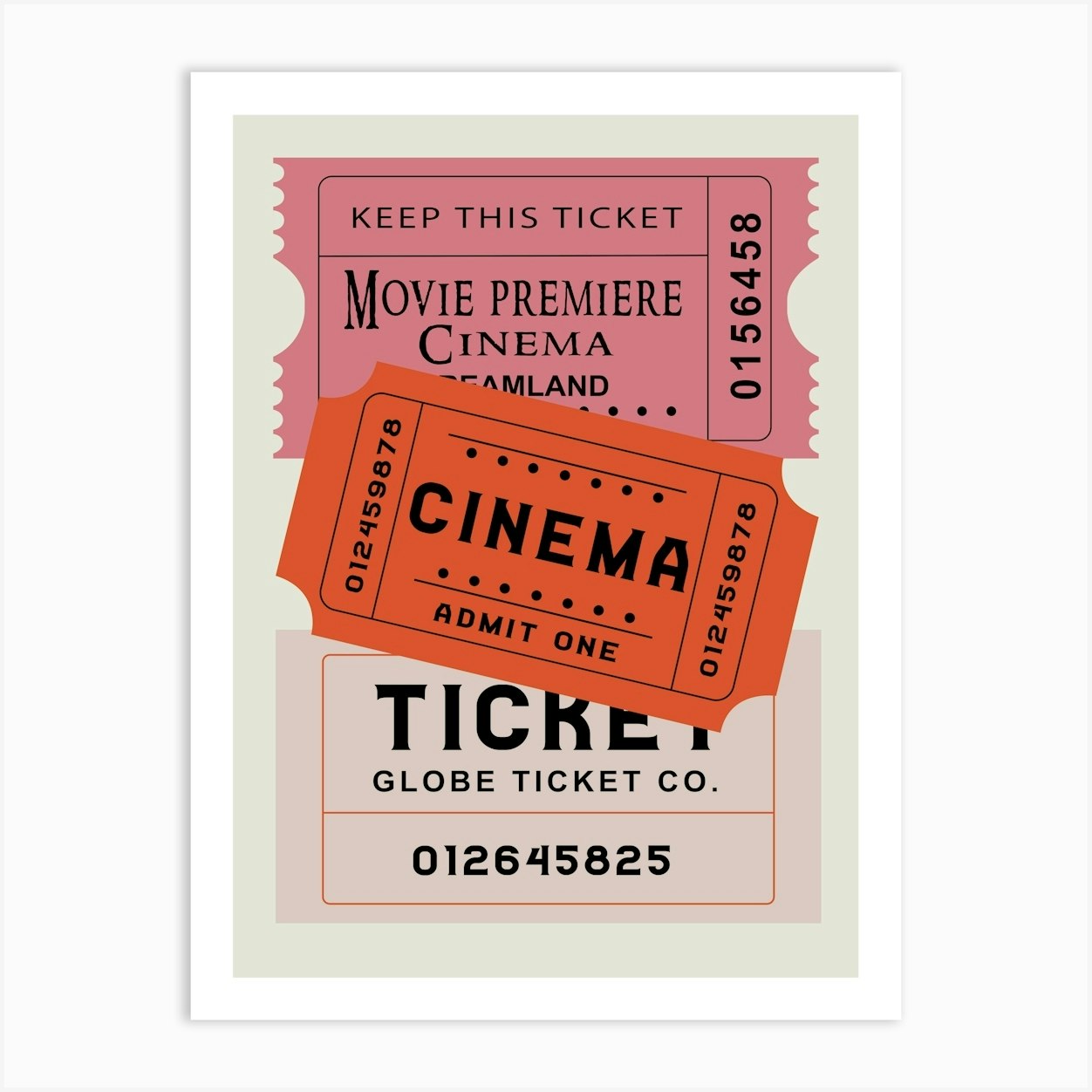 Cinema Ticket Globe Print Art Print by Scandinavian Design