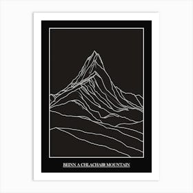 Beinn A Chlachair Mountain Line Drawing 2 Poster Art Print