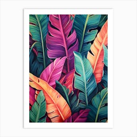 Abstract and Colourful Banana Leaves Art Art Print