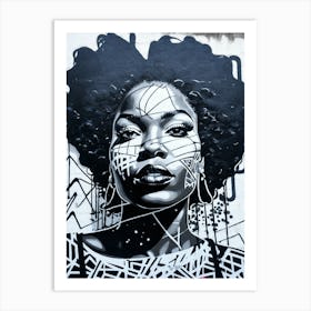 Graffiti Mural Of Beautiful Black Woman 287 Art Print