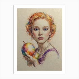 Girl With An Apple 1 Art Print