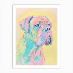 Pastel Neapolitan Mastiff Dog Pastel Line Illustration 2 Art Print