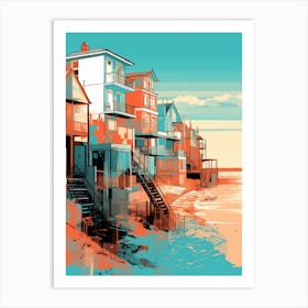 Abstract Illustration Of Southend On Sea Beach Essex Orange Hues 1 Art Print