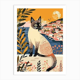 Tonkinese Cat Storybook Illustration 2 Art Print