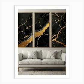 Gold And Black Marble Wall Art 3 Art Print