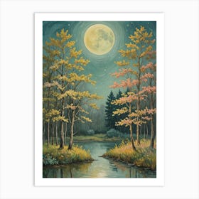 Full Moon In The Woods Art Print