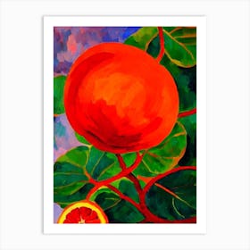 Blood Orange Fruit Vibrant Matisse Inspired Painting Fruit Art Print
