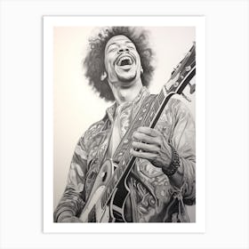 Jimi Hendrix B&W 1 Art Print