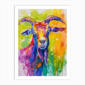 Goat Colourful Watercolour 1 Art Print