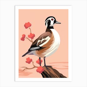 Minimalist Wood Duck 1 Illustration Art Print