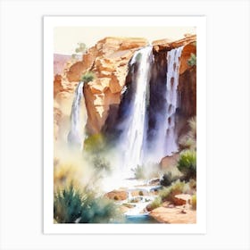 Ouzoud Falls, Morocco Water Colour  (1) Art Print