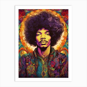 Jimi Hendrix Vintage Psycedellic 14 Art Print