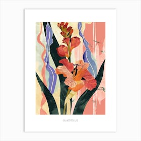 Colourful Flower Illustration Poster Gladiolus 3 Art Print