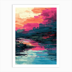 Sunset In The City | Pixel Minimalism Art Series Art Print