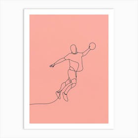 One Line Drawing Of A Volleyball Player Art Print