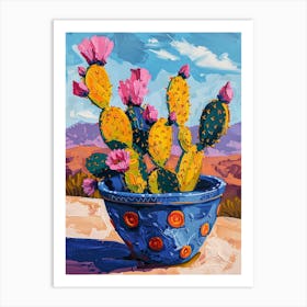 Cactus In Blue Bowl Art Print