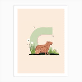 Letter C Capybara Art Print