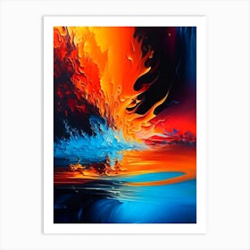 Water And Fire Elements Combined Waterscape Bright Abstract 1 Art Print