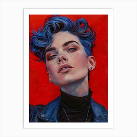 Blue Haired Girl 7 Art Print