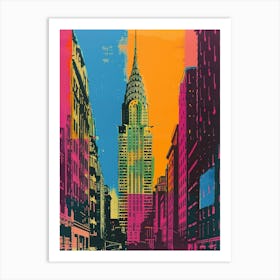 Chrysler Building New York Colourful Silkscreen Illustration 2 Art Print