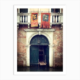 Venetian Flags & Canalside Entrance Art Print