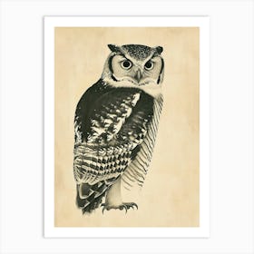 Northern Hawk Owl Vintage Illustration 2 Art Print