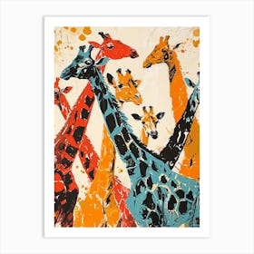 Colourful Giraffe Pattern 3 Art Print