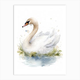 Baby Swan Watercolour Nursery 2 Art Print