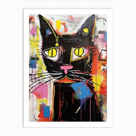 Black Cat Tales: The Graffiti of Basquiat style Art Print