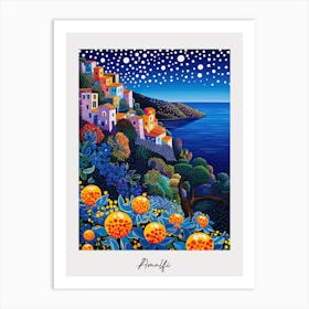 Poster Of Amalfi, Italy, Illustration In The Style Of Pop Art 4 Art Print