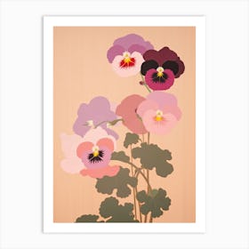 Pansies Flower Big Bold Illustration 2 Art Print