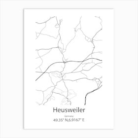 Heusweiler,Germany Minimalist Map Art Print