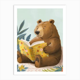 Brown Bear Reading Storybook Illustration 4 Art Print