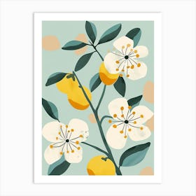 Peach Tree Flat Illustration 8 Art Print