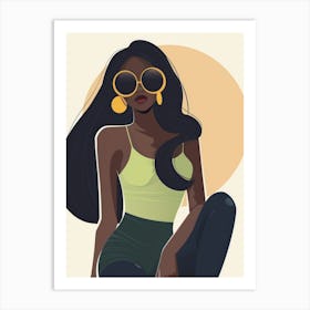 African Girl In Sunglasses Art Print