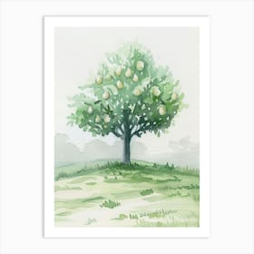 Pear Tree Atmospheric Watercolour Painting 3 Art Print