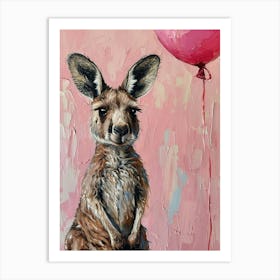 Cute Kangaroo 3 With Balloon Art Print