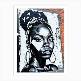 Graffiti Mural Of Beautiful Black Woman 235 Art Print