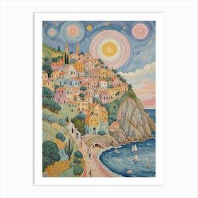 Mediterranean Coast In Pastel Art Print