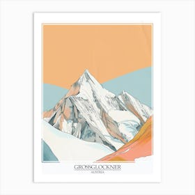 Grossglockner Austria Color Line Drawing 6 Poster Art Print