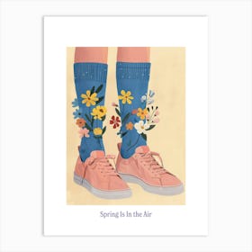 Spring In In The Air Illustration Pink Sneakers And Flowers 9 Art Print
