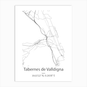 Tabernes De Valldigna,Spain Minimalist Map Poster