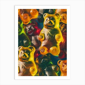 Retro Gummy Bears Candy Sweets Pattern 4 Art Print