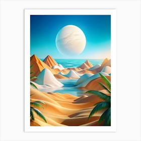 3d Desert Landscape Art Print