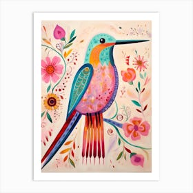 Pink Scandi Hummingbird 1 Art Print